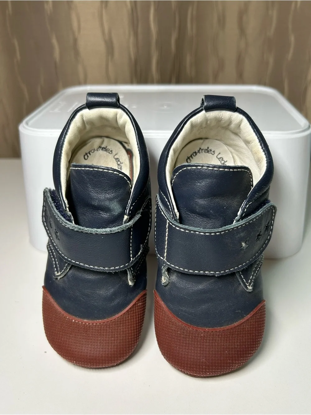 Anna und Paul Baby Size L (EU 22, US 18-24 Month) Navy Brown Star Velcro Leather